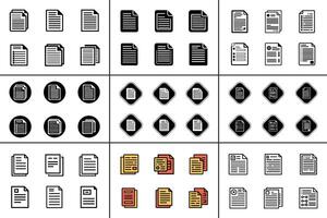 Documents Line Art Silhouette Flat Illustration Icon Set vector