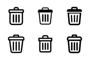 Delete icon collection isolated in flat line art design vector
