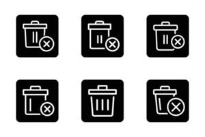 Delete isolated silhouette line art icon collection vector