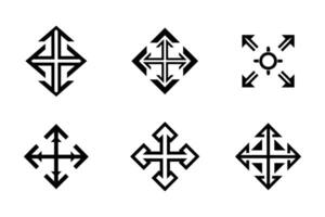 Flat Expansion Simple Line Art Icons vector