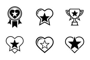 Bookmark Star Minimal Line Art Flat Icon Collection vector