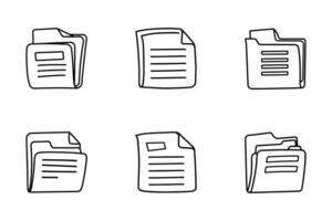 Paper File Thin Line Outline Icon Set vector