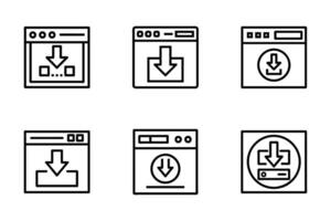 Simple Download Line Art Isolated Icon Set vector