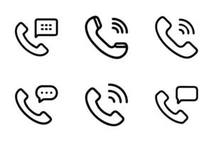 Call silhouette isolated line art design icon set vector