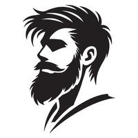 Stylish Bearded Man Silhouette Illustration for Barber Shop Branding vector