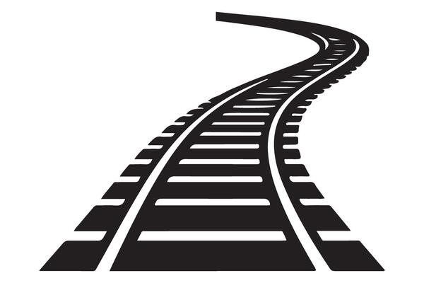 Curved Railroad Tracks Illustration Railway Transportation Design Element