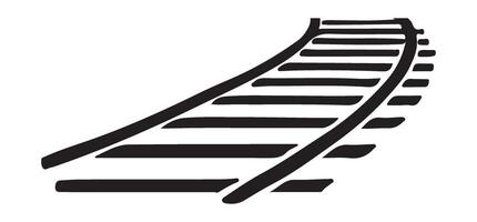 Perspective Railway Track Illustration Black and White Single Rail Lines vector