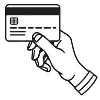 Simple Hand Holding a Credit Card silhouette for Financial Transactions vector