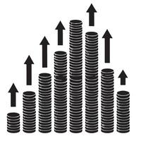 Illustrative Stack of Coins with Upward Arrows Show Financial Growth vector