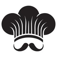 Chef with Mustache Hat Silhouette Graphic Image Resource vector