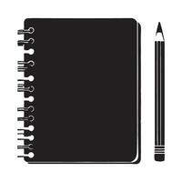 Black Spiral Notebook Illustration with Pencil Tool for Ideas vector