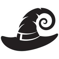 Witch Hat Silhouette with Curl Design for Halloween Graphics vector