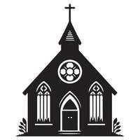 Elegant Silhouette Church Building Art for Religious Projects vector