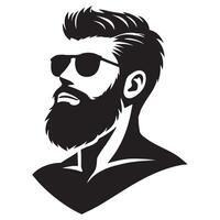 Cool Man Silhouette Illustration with Beard and Sunglasses vector