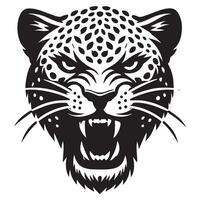 Fierce roaring leopard head silhouette image for graphic use vector