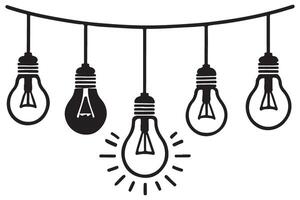 String Lights Illustration with Glowing Bulb Bright Idea Concept vector