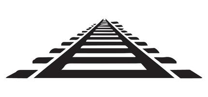 Monochrome railroad tracks silhouette vanishing point for design projects vector