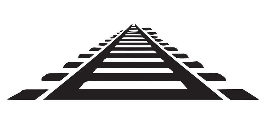 Monochrome railroad tracks silhouette vanishing point for design projects