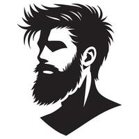 Modern Bearded Man Silhouette Art for Logo and Graphic Design Projects vector