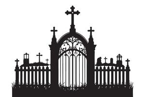 Cemetery Gate Silhouette Illustration Graphic Element For Creepy Scenes vector