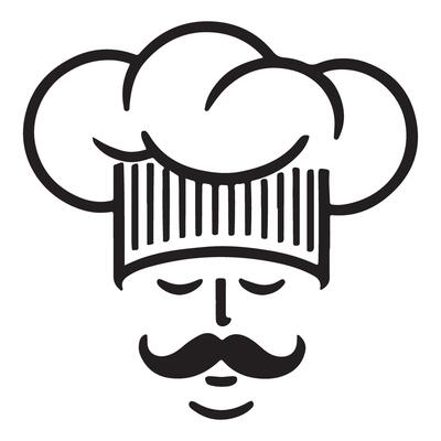 Elegant Chef with Mustache Illustration Culinary Excellence Symbol
