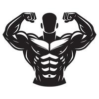 Front Facing Bodybuilder Silhouette with Extreme Muscularity vector