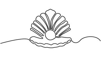 sea shell continuous one line drawing minimalist vector
