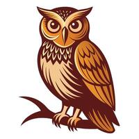 owl sitting on branch simple minimalist vector