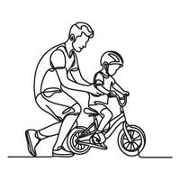 Father teaching his child how to ride a bicycle vector