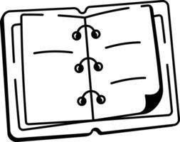 A hand drawn icon depicting an open notebook vector