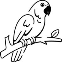 A parrot sitting on tree branch, drawing style icon vector