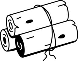 Firewood bundle tied with a thin rope, doodle icon vector