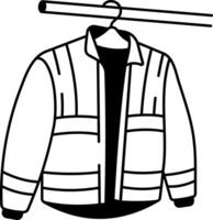 Visibility jacket handing on a stand, doodle style icon vector