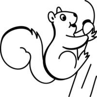 A doodle style icon of a squirrel eating a nut vector