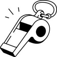 A doodle style icon of blowing whistle vector