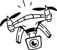 Drone camera icon in hand drawn style vector