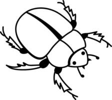 Crawling dung beetle icon in hand drawn style vector