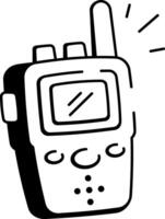 A hand drawn icon of walkie talkie device vector