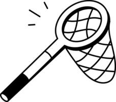 Butterfly net icon in hand drawn style vector