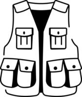 A doodle style icon of camouflage vest with many pockets vector