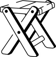 A hand drawn style icon of folding stool vector