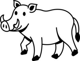 A hand drawn style icon of wild warthog vector