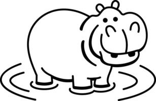 Smiling hippopotamus icon in doodle style vector