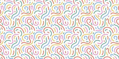 Fun colorful line doodle seamless pattern. Creative minimalist style art background for children or trendy design with basic shapes. Simple childish scribble backdrop. stock background vector
