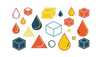 Abstract Geometric Shapes Cubes, Drops, and Triangles Design vector
