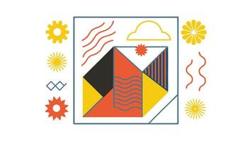 Abstract Geometric Art Colorful Shapes, Flowers, and Waves vector