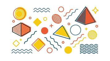 Abstract Geometric Shapes Colorful Lines, Triangles, and Circles vector