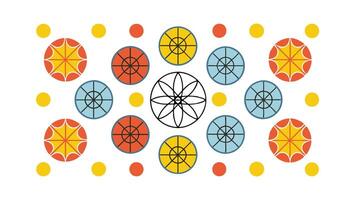 Abstract Geometric Pattern Circles, Radii, Colors, Design, Mandala, Symmetry, Visual, Art, Style, Sh vector