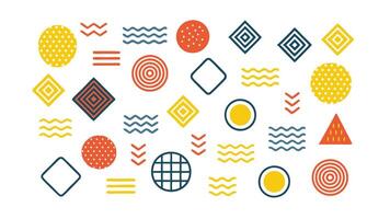 Abstract Geometric Shapes Yellow, Red, Blue Pattern Design vector
