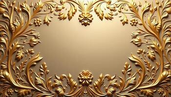 golden vintage floral frame with copy space for text photo